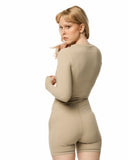 Sheath Cropped Zip Jacket in Almond