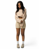 Cropped Sweatfleece Pullover in Latte