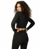 Sheath Cropped Zip Jacket in Black