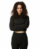 Sheath Cropped Zip Jacket in Black