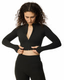 Sheath Cropped Zip Jacket in Black